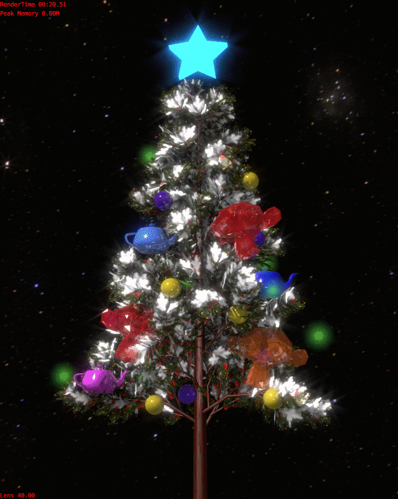 クリスマスツリーにイルミネーションを点灯 Blenderでファンタジーcg