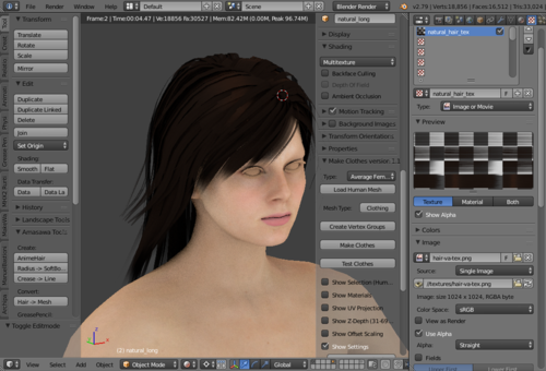 Makehuman用の自然な感じのロングヘア 作ってみました Blenderでファンタジーcg